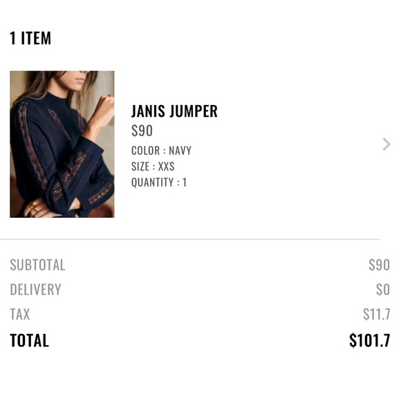 Sezane NWOT Janis Jumper sweater (XXS, navy) merino wool - Picture 4 of 4